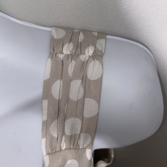 EUC Express Size 8 Champagne Polka Dot Satin Lined Fit & Flare Dress W/Pockets - Picture 9 of 16